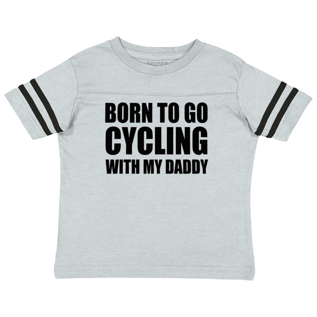 Cycling With Daddy Toddler Football Jersey Tee-Direct To Garment Print-Brisco Baby