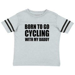 Cycling With Daddy Toddler Football Jersey Tee-Direct To Garment Print-Brisco Baby