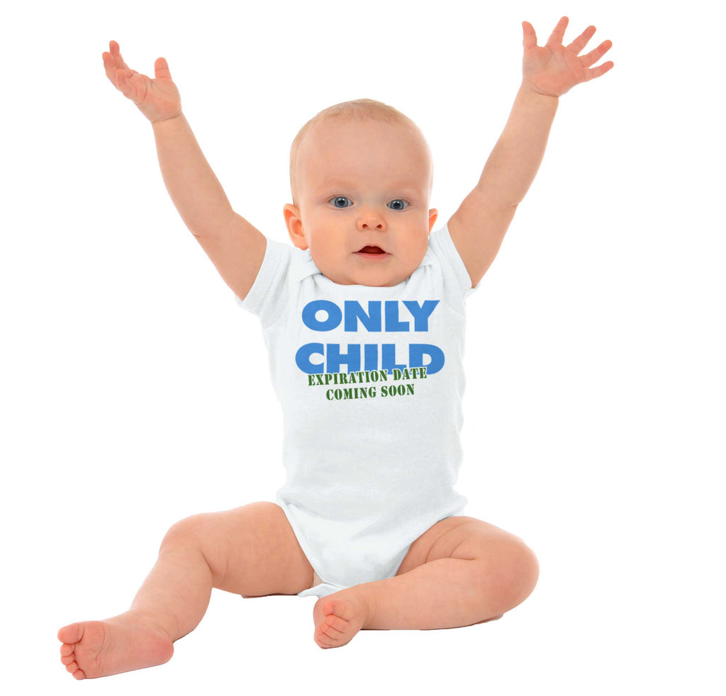 Only Child Expiration Date Romper Bodysuit-Direct To Garment Print-Brisco Baby