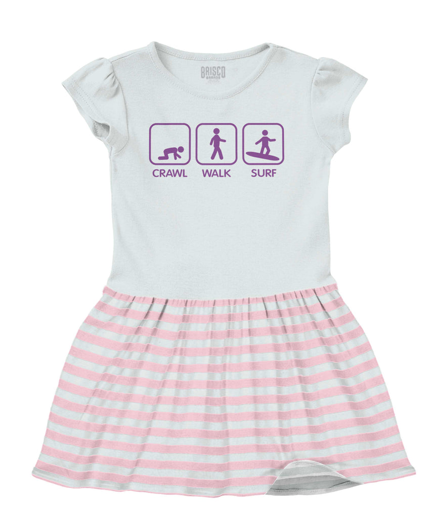 Crawl Walk Surf Baby Striped Skirt Dress-Direct To Garment Print-Brisco Baby