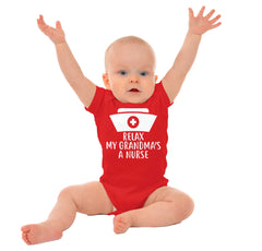 Relax My Grandma's A Nurse Romper Bodysuit-Direct To Garment Print-Brisco Baby