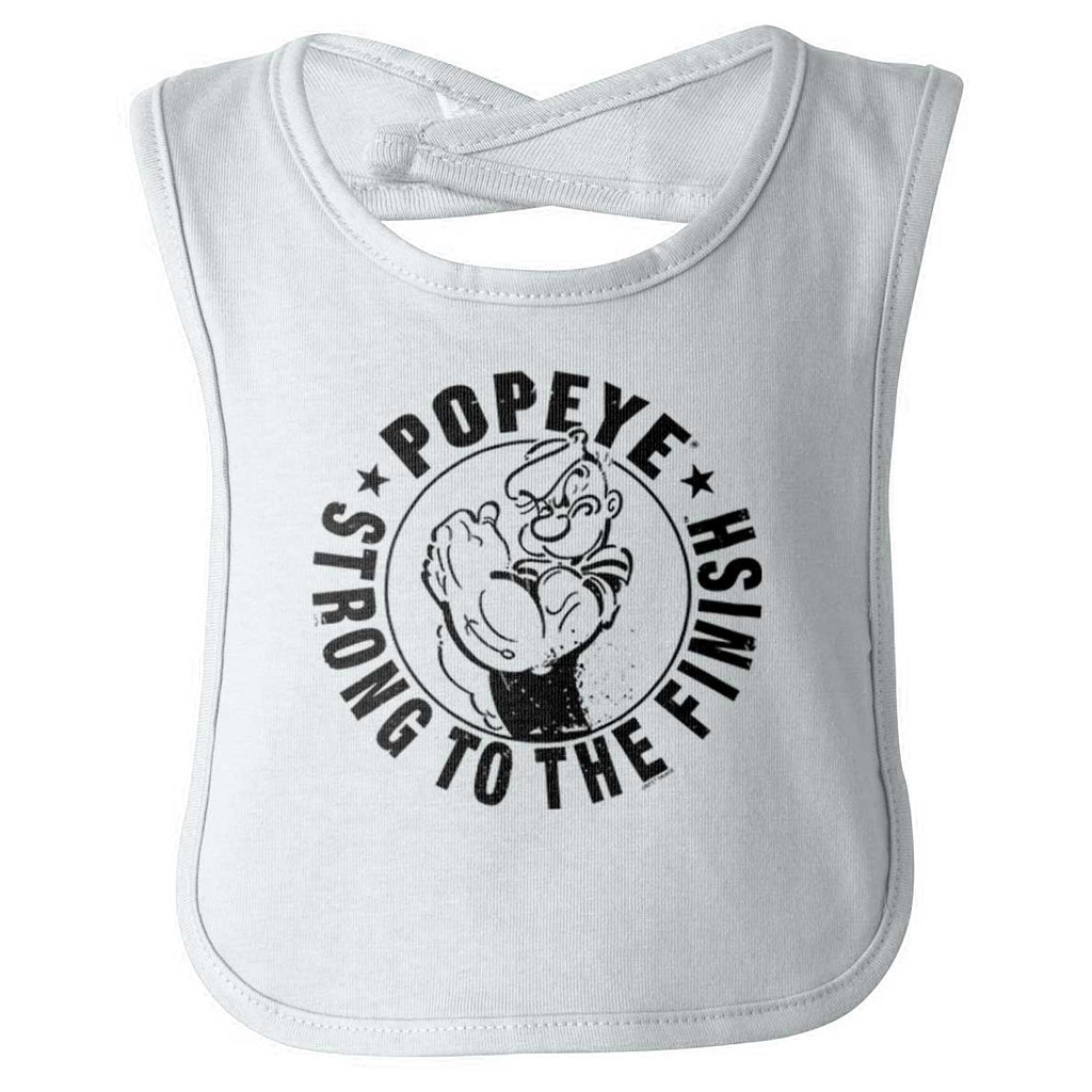 Popeye To The Finish Infant Baby Bib-Direct To Garment Print-Brisco Baby