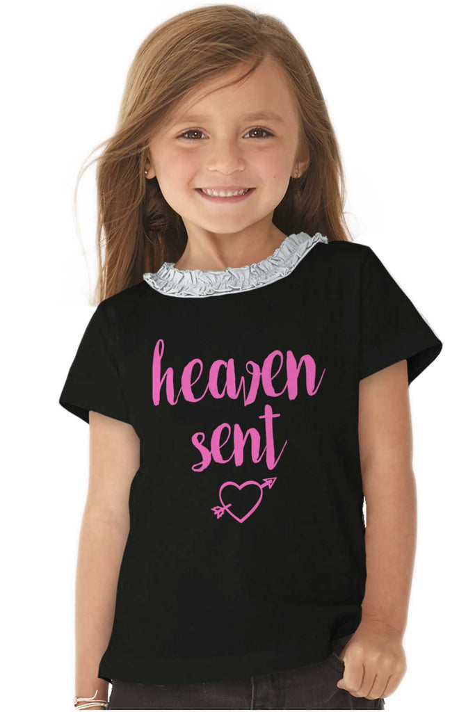 Heaven Sent Toddler Ruffled Trim T-Shirt-Direct To Garment Print-Brisco Baby