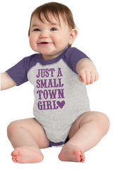 Small Town Girl Raglan Romper Bodysuit-Direct To Garment Print-Brisco Baby