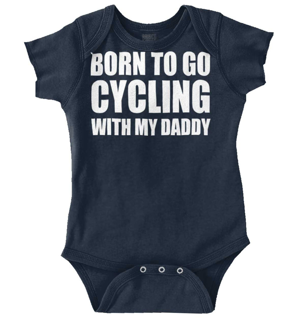 Cycling With Daddy Romper Bodysuit-Direct To Garment Print-Brisco Baby