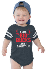 I Like Big Bucks Football Romper Bodysuit-Direct To Garment Print-Brisco Baby
