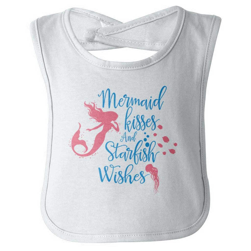 Mermaid Kisses Infant Baby Bib-Direct To Garment Print-Brisco Baby