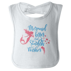 Mermaid Kisses Infant Baby Bib-Direct To Garment Print-Brisco Baby