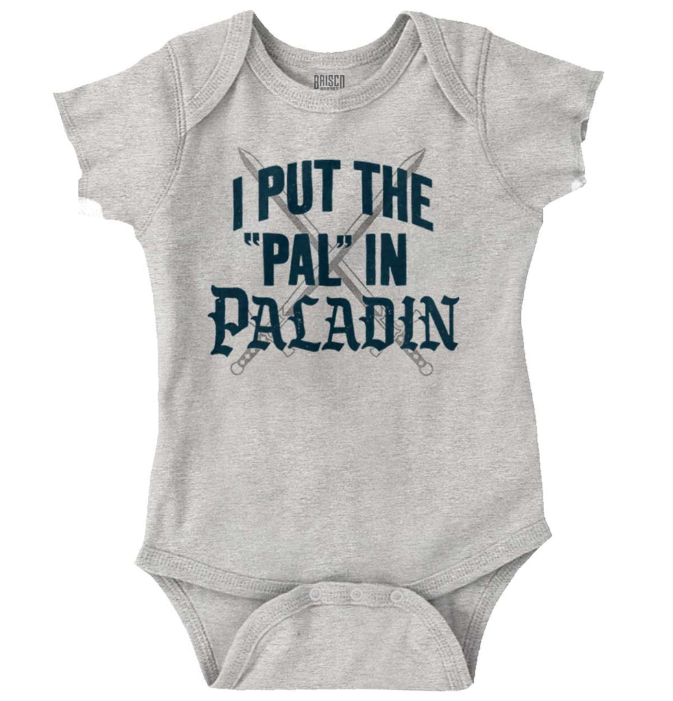 Put The Pal In Paladin Dungeons Romper Bodysuit-Direct To Garment Print-Brisco Baby