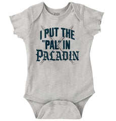 Put The Pal In Paladin Dungeons Romper Bodysuit-Direct To Garment Print-Brisco Baby