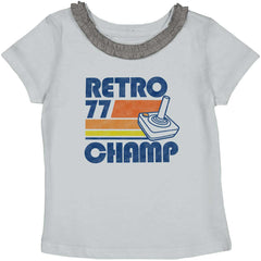 Retro 77 Champ Gamer Dragons Toddler Ruffled Trim T-Shirt-Direct To Garment Print-Brisco Baby