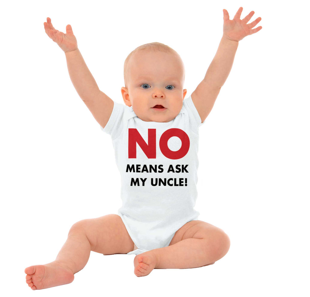 No Means Ask Uncle Romper Bodysuit-Direct To Garment Print-Brisco Baby