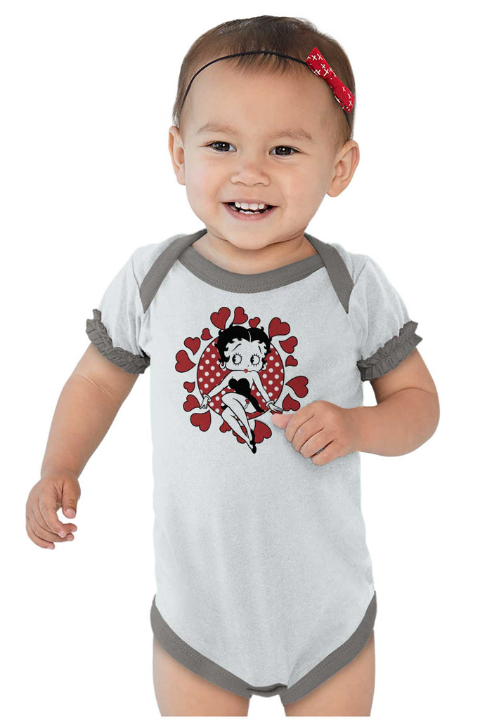 Vintage Betty Baby Ruffled Trim Romper-Direct To Garment Print-Brisco Baby