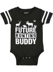 Future Deer Hunting Bud Football Romper Bodysuit-Direct To Garment Print-Brisco Baby