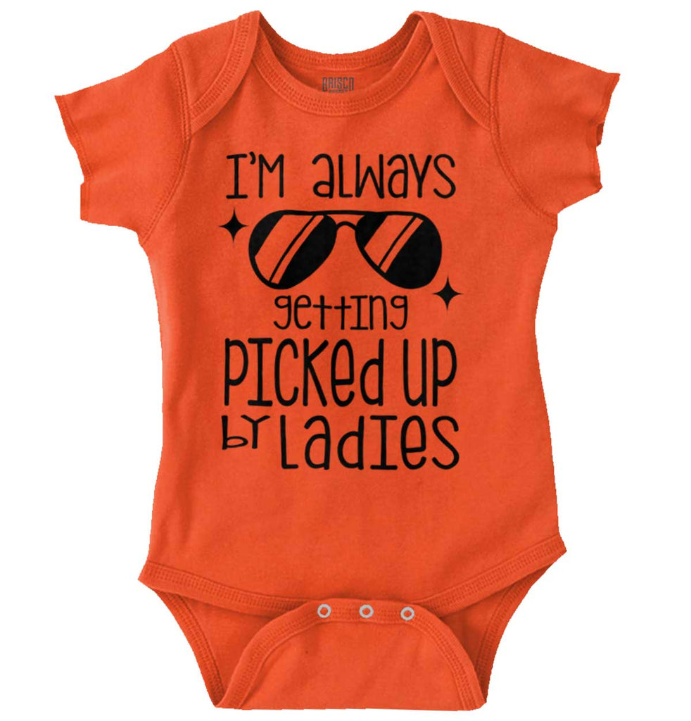 Picked Up By Ladies Romper Bodysuit-Direct To Garment Print-Brisco Baby
