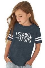 Stroll With Jesus Toddler Football Jersey Tee-Direct To Garment Print-Brisco Baby
