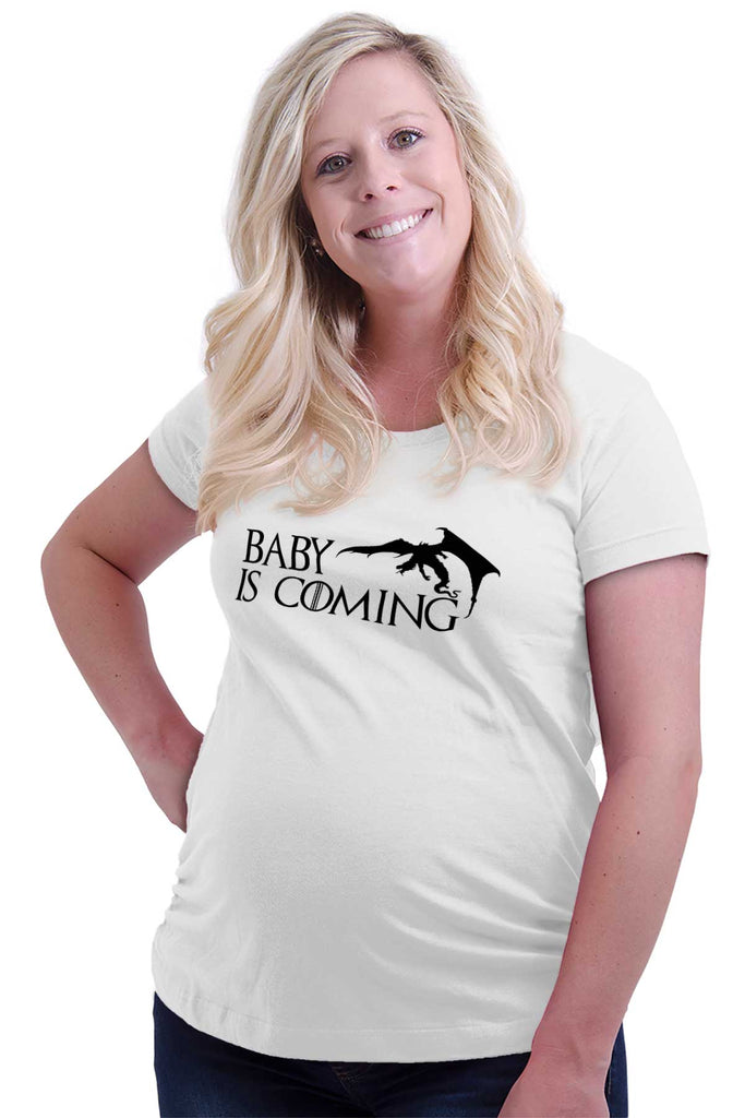 Baby Is Coming Dragon Maternity T-Shirt-Direct To Garment Print-Brisco Baby