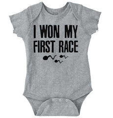 Won The Race Romper Bodysuit-Direct To Garment Print-Brisco Baby