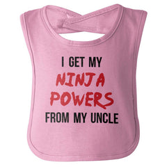 Get Ninja Powers From Uncle Infant Baby Bib-Direct To Garment Print-Brisco Baby