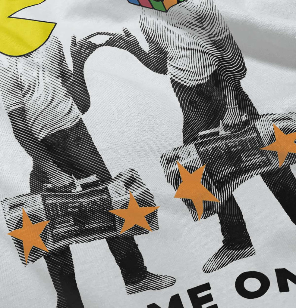 Pac-Man Rubiks Game On Toddler Ruffled Trim T-Shirt-Direct To Garment Print-Brisco Baby