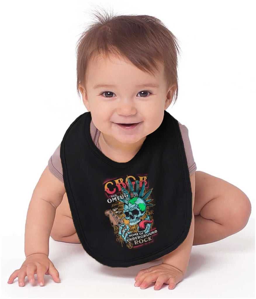 Heavy Metal CBGB Infant Baby Bib-Direct To Garment Print-Brisco Baby