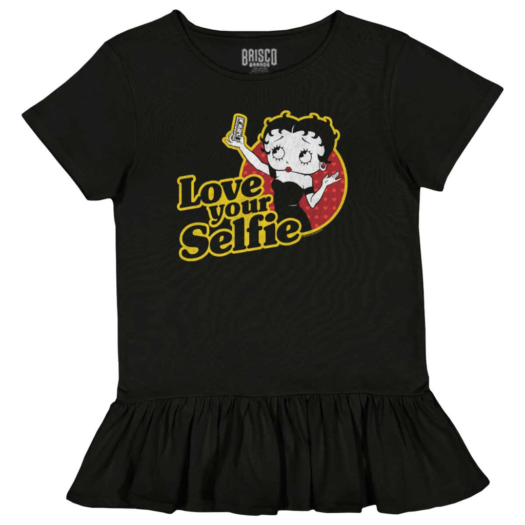 Love Your Selfie Toddler Ruffle Bottom Tee-Direct To Garment Print-Brisco Baby