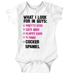 Cocker Spaniel List Romper Bodysuit-Direct To Garment Print-Brisco Baby