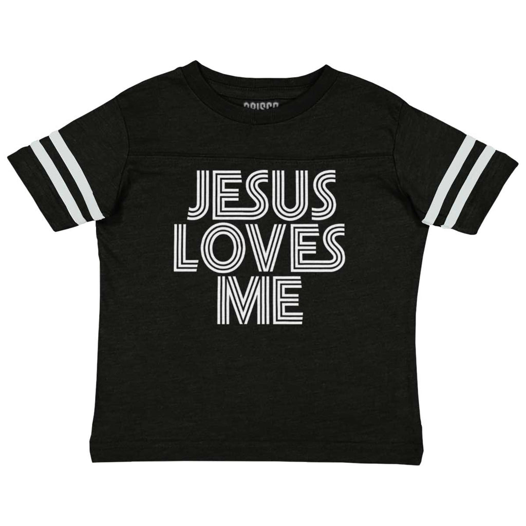 Christ Loves Me Toddler Football Jersey Tee-Direct To Garment Print-Brisco Baby