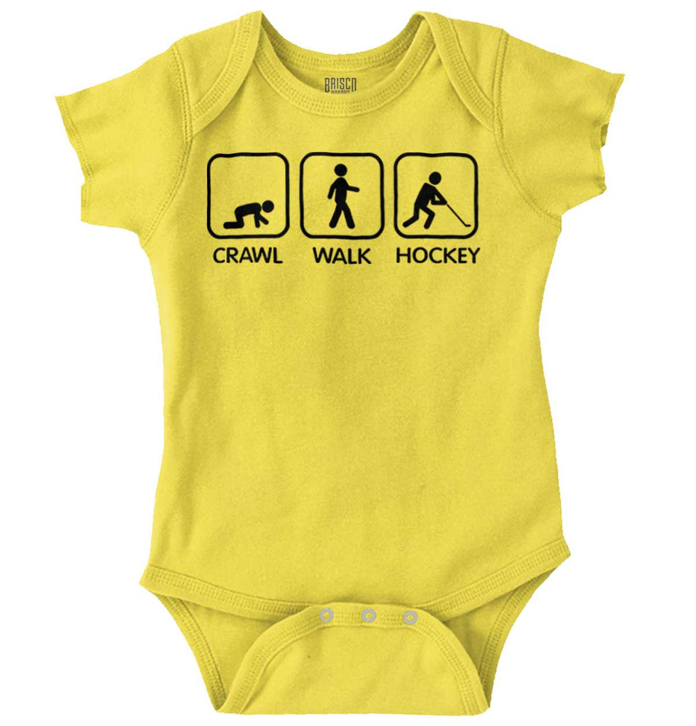 Crawl Walk Hockey Romper Bodysuit-Direct To Garment Print-Brisco Baby
