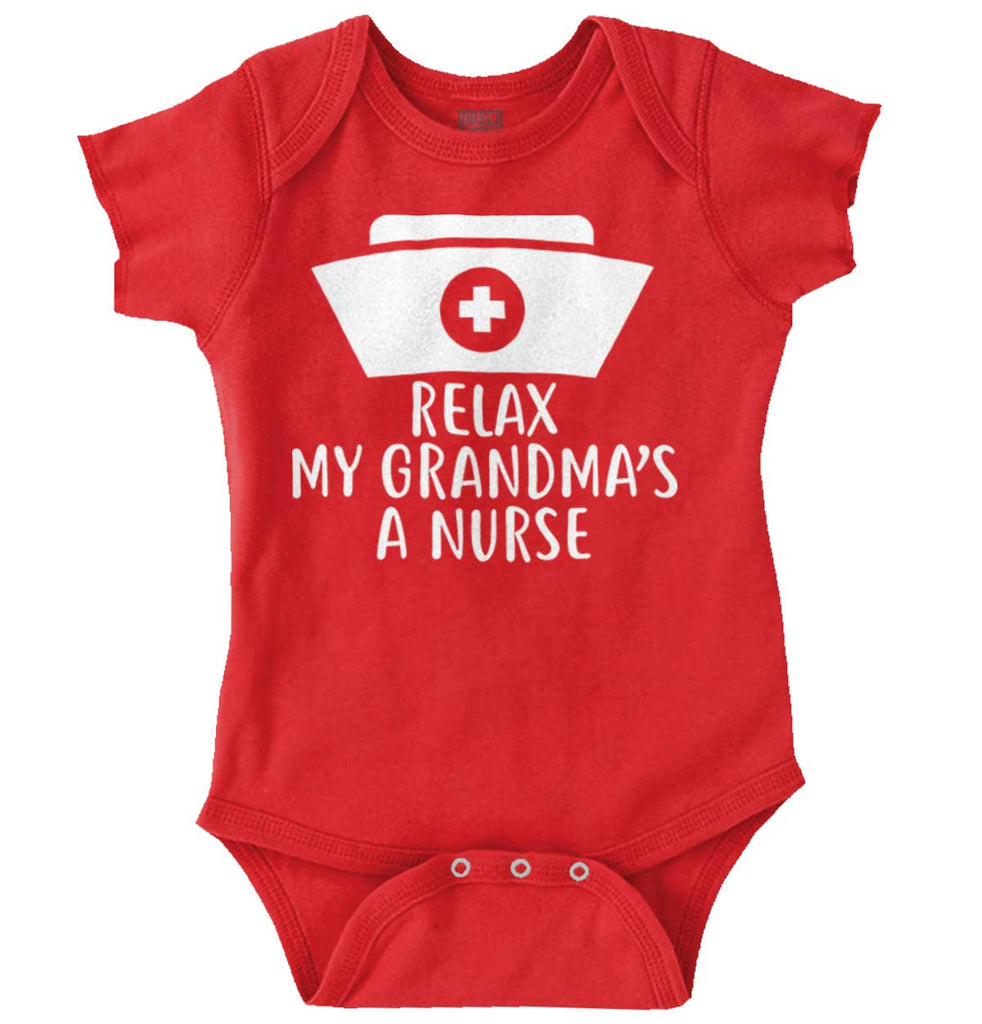 Relax My Grandma's A Nurse Romper Bodysuit-Direct To Garment Print-Brisco Baby