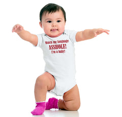 Watch The Language Romper Bodysuit-Direct To Garment Print-Brisco Baby