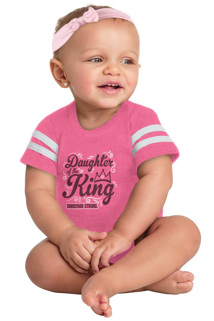 Daughter Of The King Football Romper Bodysuit-Direct To Garment Print-Brisco Baby