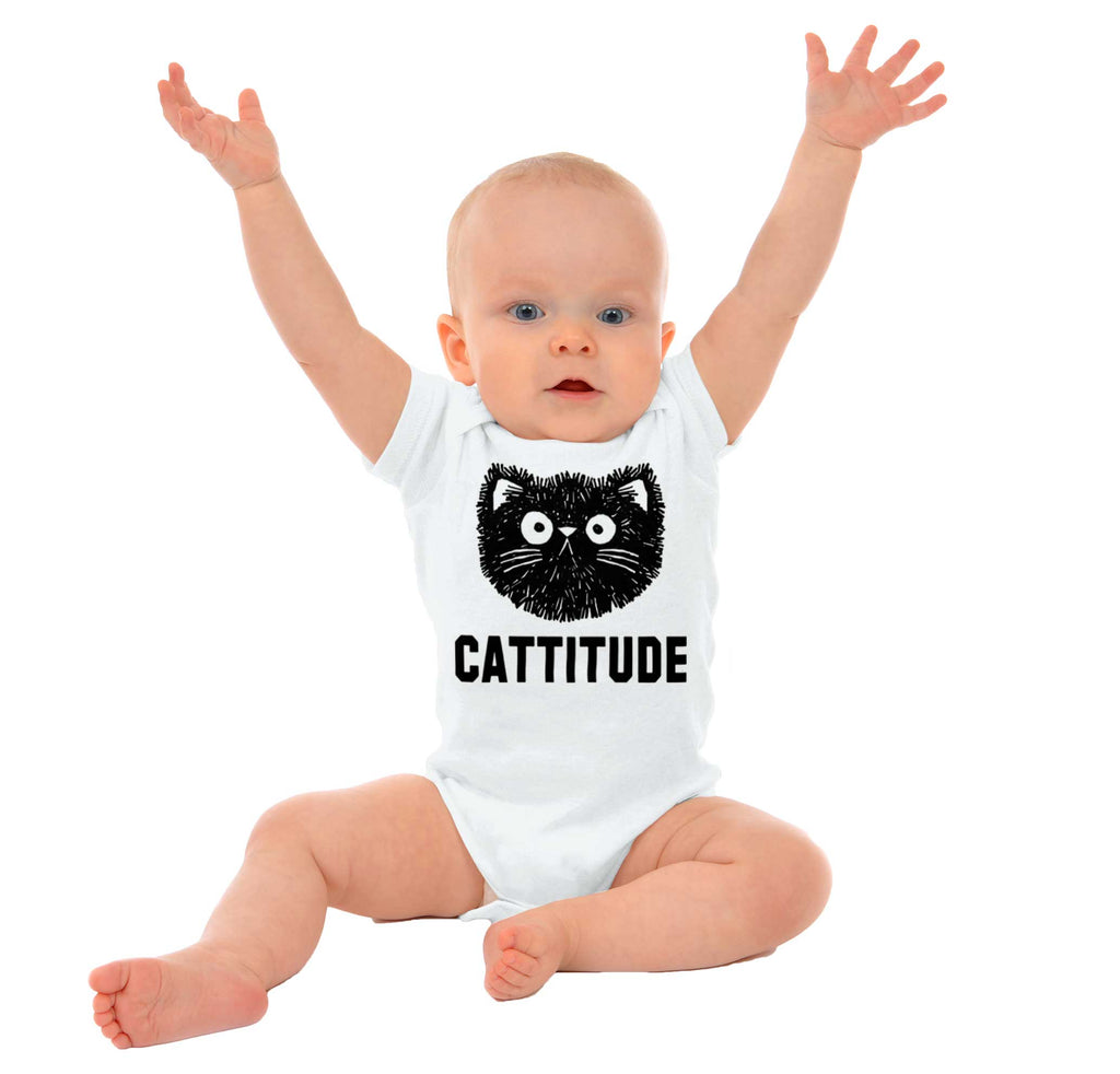 Cattitude Romper Bodysuit-Direct To Garment Print-Brisco Baby
