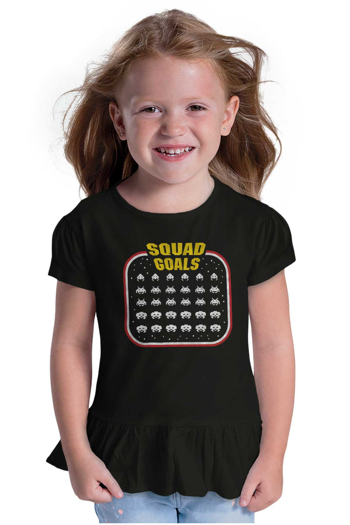Squad Goals Video Gaming Nerd Toddler Ruffle Bottom Tee-Direct To Garment Print-Brisco Baby