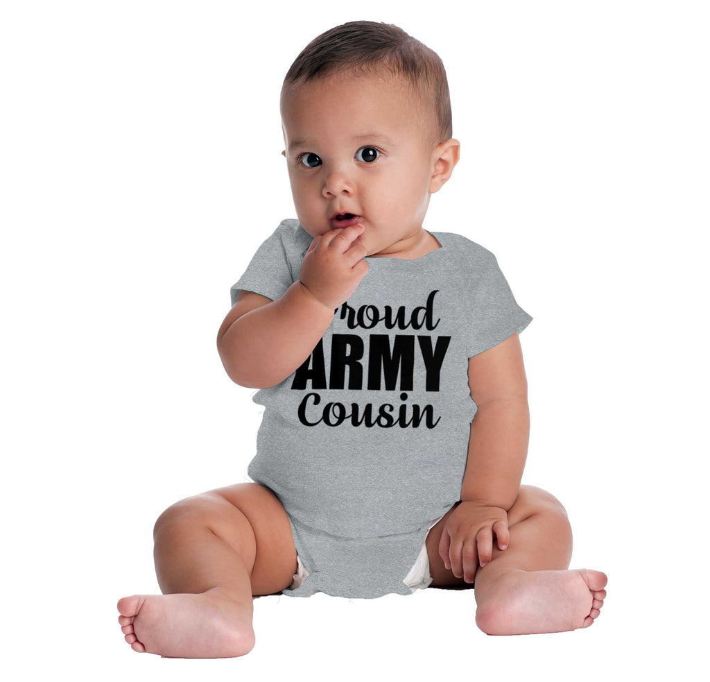 Proud Army Cousin Romper Bodysuit-Direct To Garment Print-Brisco Baby