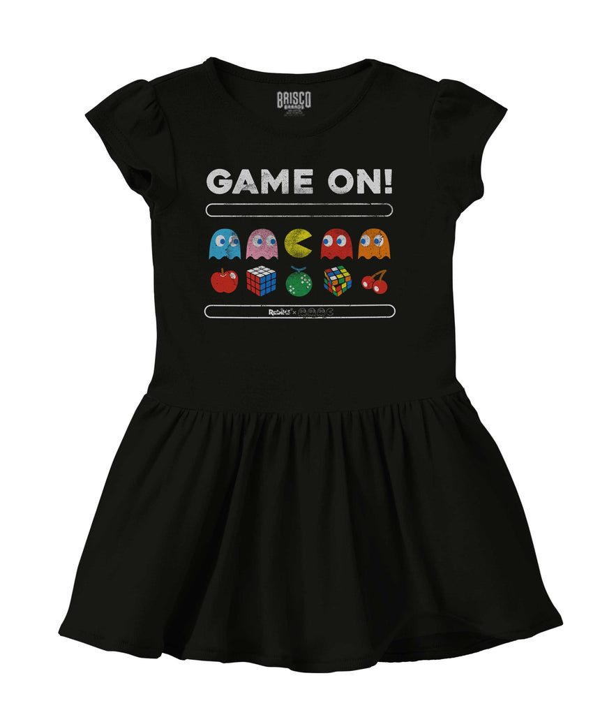 Game On Pac-Man Solid Baby Infant Dress-Direct To Garment Print-Brisco Baby