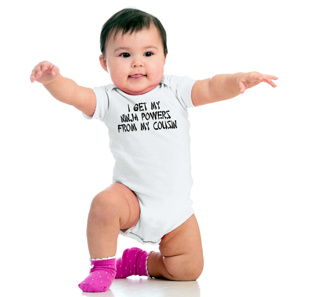 Ninja Powers From Cousin Romper Bodysuit-Direct To Garment Print-Brisco Baby