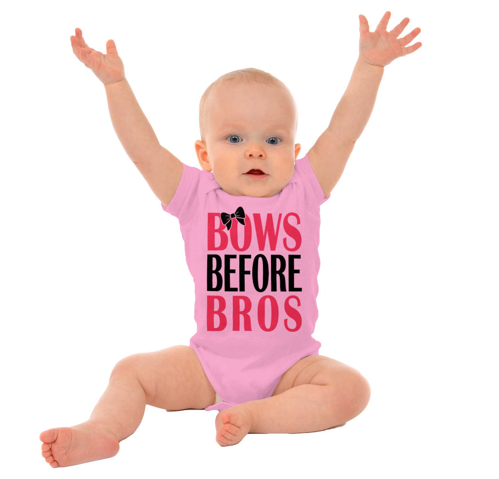 Bows Before Bros Romper Bodysuit-Direct To Garment Print-Brisco Baby