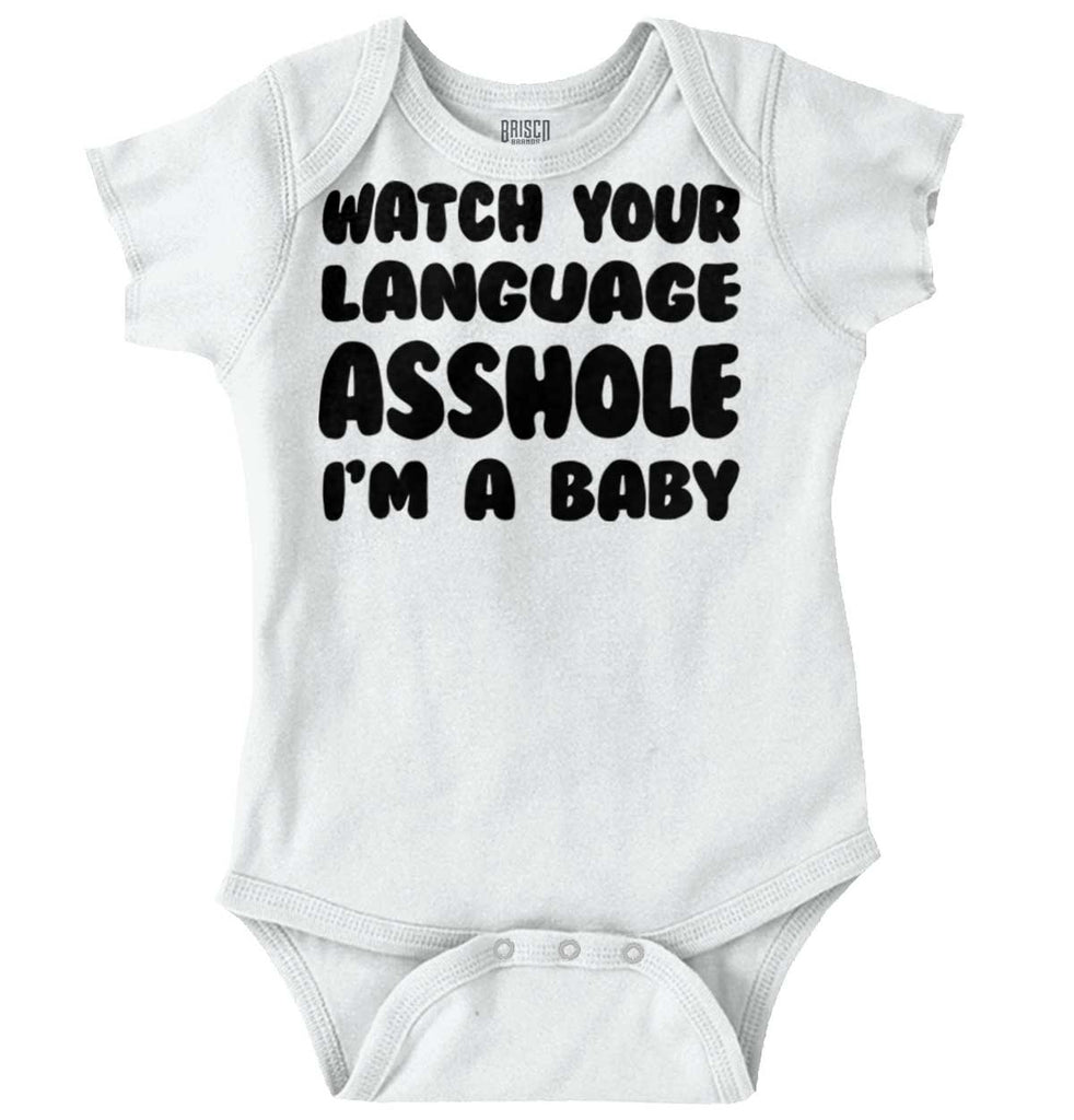 Watch Your Language Romper Bodysuit-Direct To Garment Print-Brisco Baby
