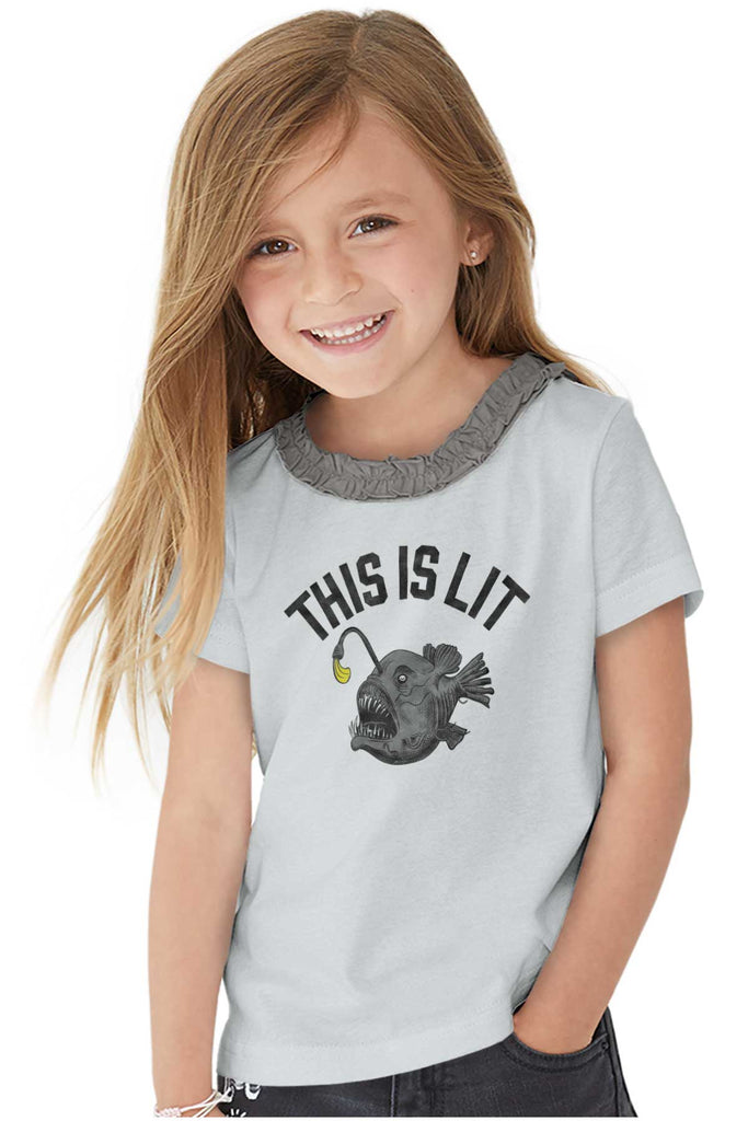 This Is Lit Ruffled Trim T-Shirt-Direct To Garment Print-Brisco Baby