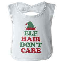 Elf Hair Don't Care Infant Baby Bib-Direct To Garment Print-Brisco Baby