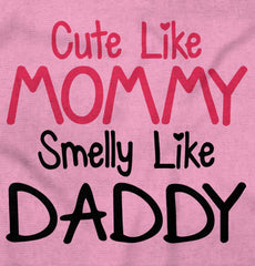 Cute Mommy Smelly Daddy Romper Bodysuit-Direct To Garment Print-Brisco Baby