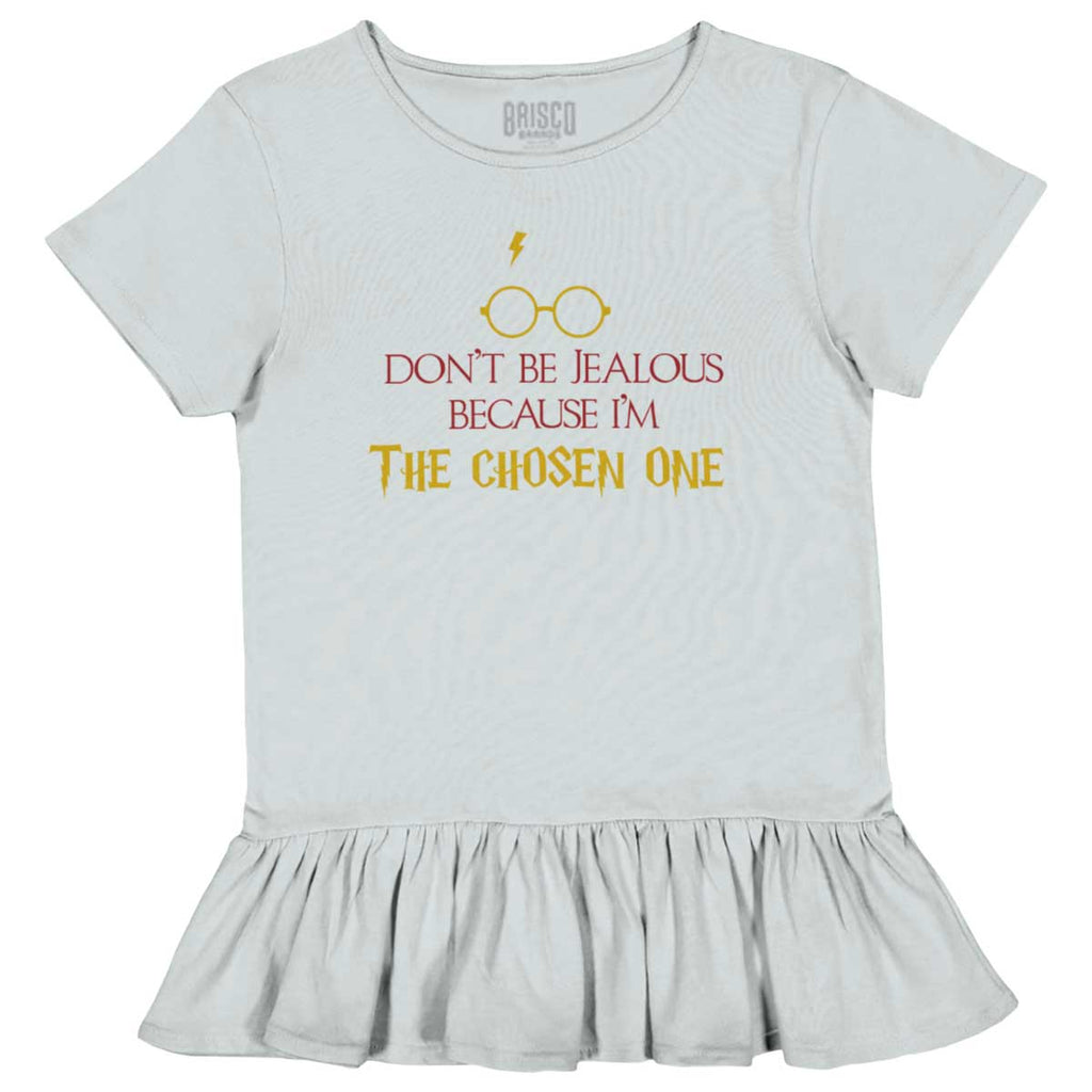 Jealous Of Chosen One Toddler Ruffle Bottom Tee-Direct To Garment Print-Brisco Baby