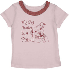 Brother is a Pitbull Toddler Ruffled Trim T-Shirt-Direct To Garment Print-Brisco Baby