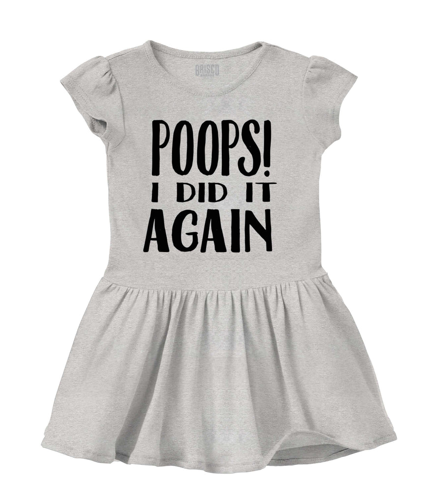 Poops I Did It Again Solid Baby Infant Dress-Direct To Garment Print-Brisco Baby