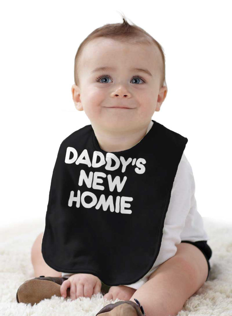 Daddy's New Homie Infant Baby Bib-Direct To Garment Print-Brisco Baby