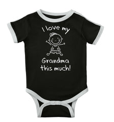 Love My Grandma Ringer Romper Bodysuit-Direct To Garment Print-Brisco Baby