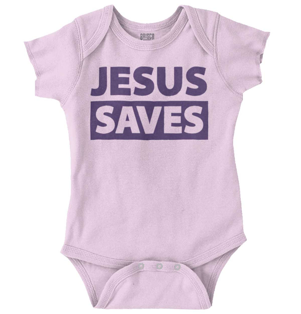 Jesus Saves Romper Bodysuit-Direct To Garment Print-Brisco Baby