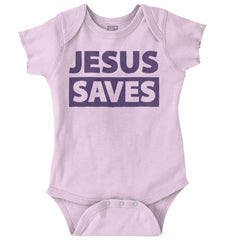 Jesus Saves Romper Bodysuit-Direct To Garment Print-Brisco Baby