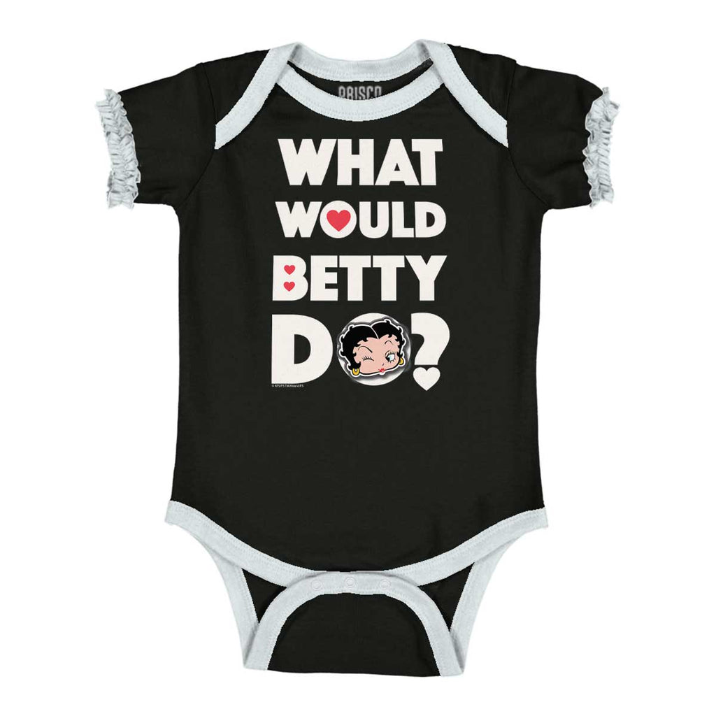 What Would Betty Do Baby Ruffled Trim Romper-Direct To Garment Print-Brisco Baby